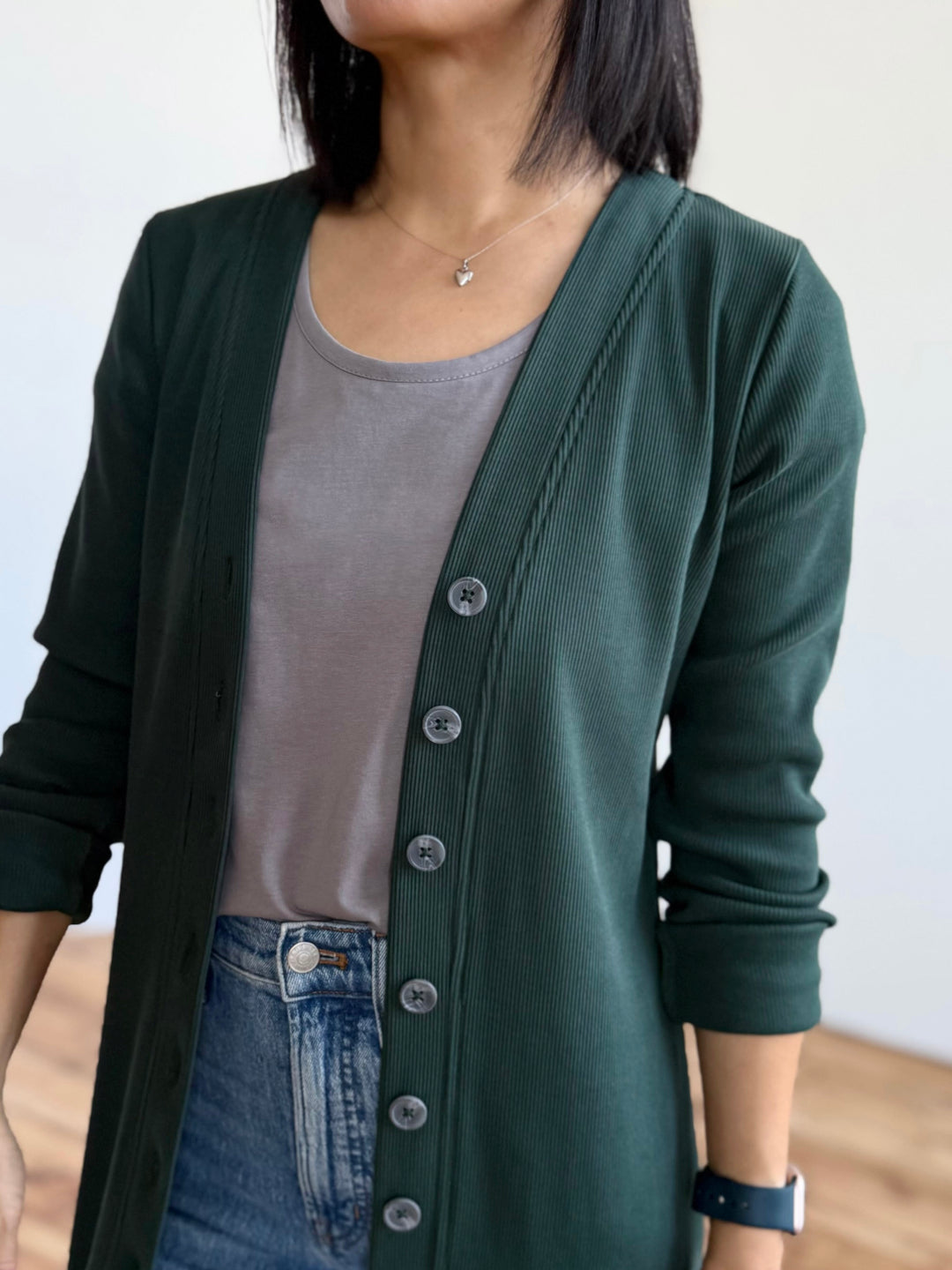 ELENA rib-knit dress in Dark Jade