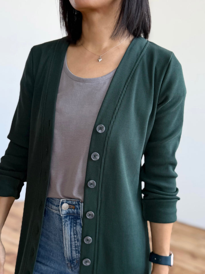 ELENA rib-knit dress in Dark Jade