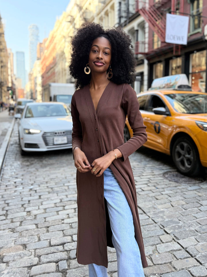 ELENA rib-knit dress in Espresso