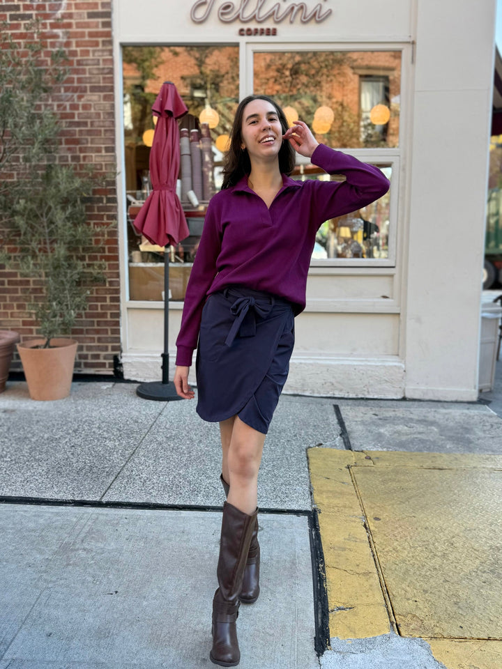 ADRIA waffle knit top in Purple Jewel