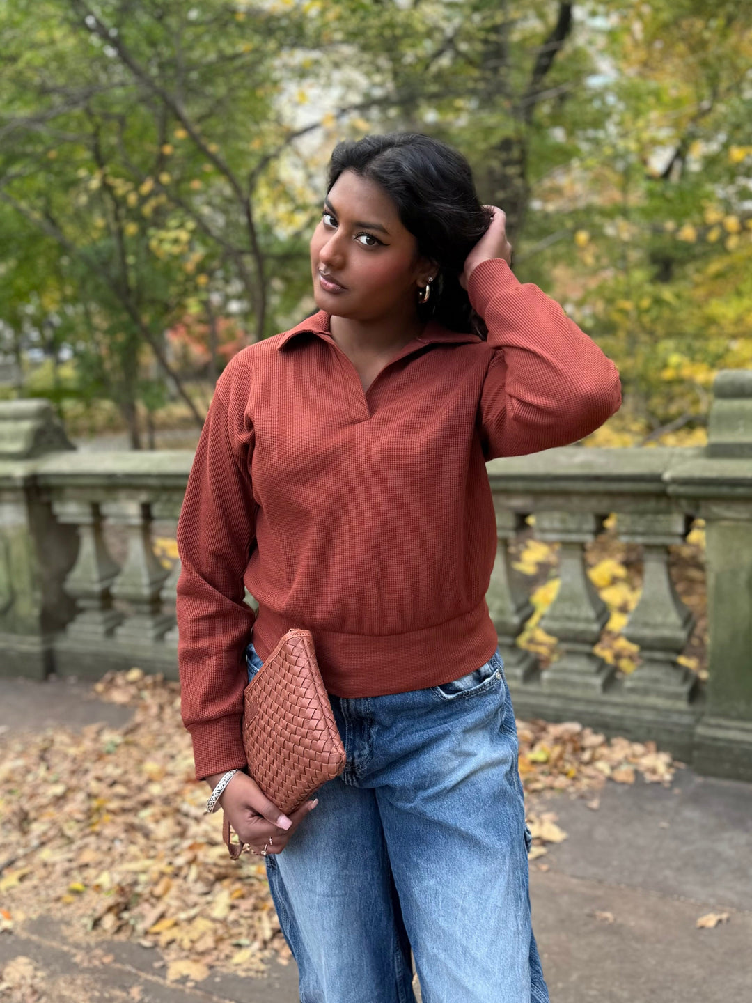 SEDONA waffle knit top in Cherrywood