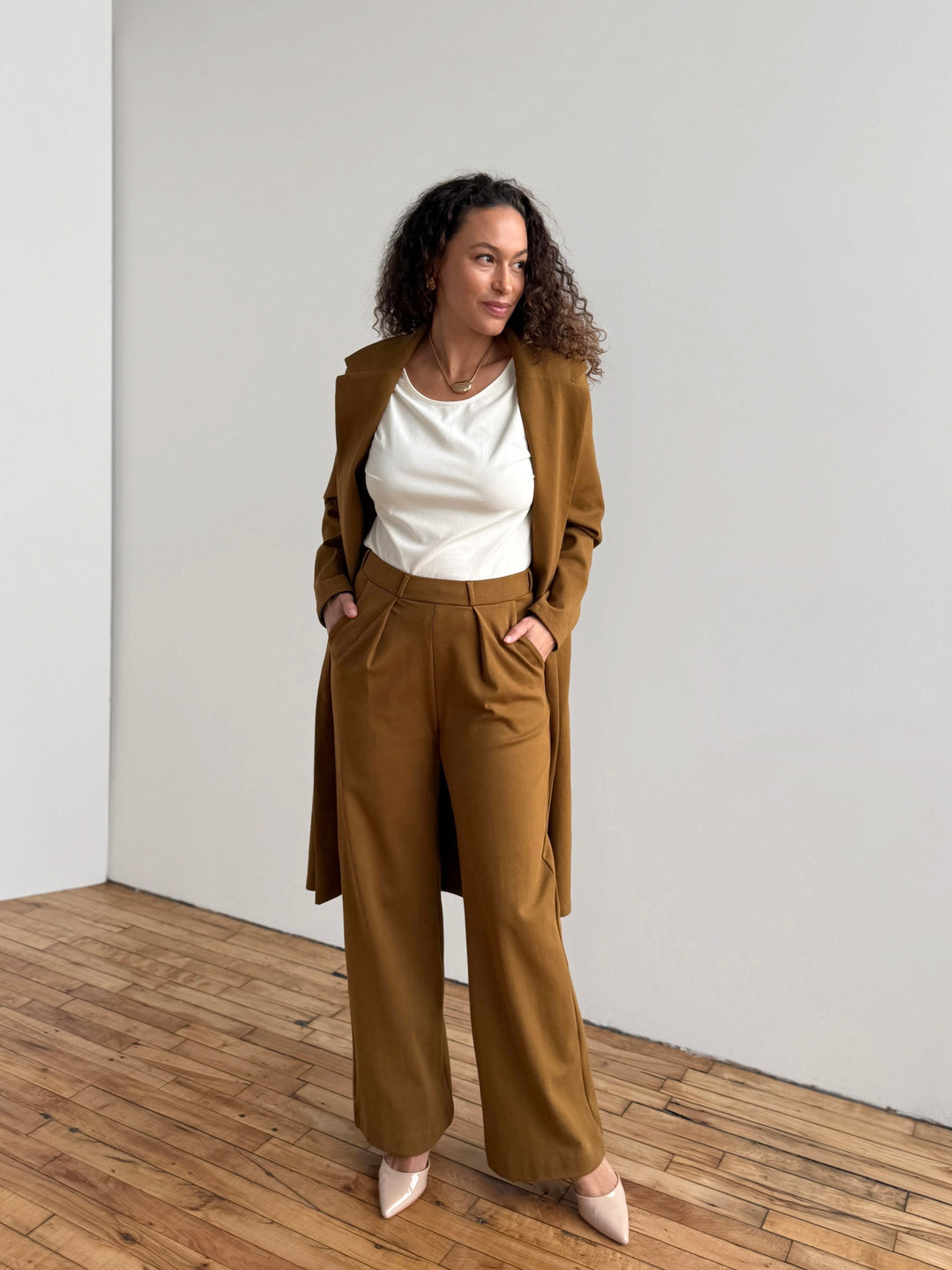 LONDON heavy knit pants in Warm Sienna