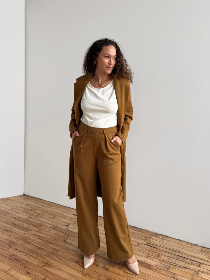 LONDON heavy knit pants in Warm Sienna