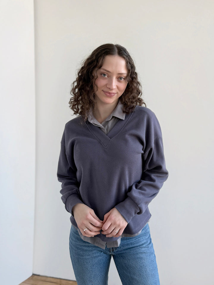 DEVON blouse in Circular Grey