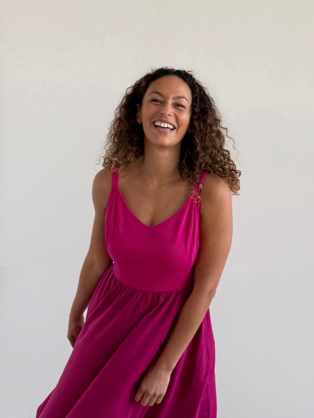 MARIBEL dress in Hot Pink/Garnet Pink