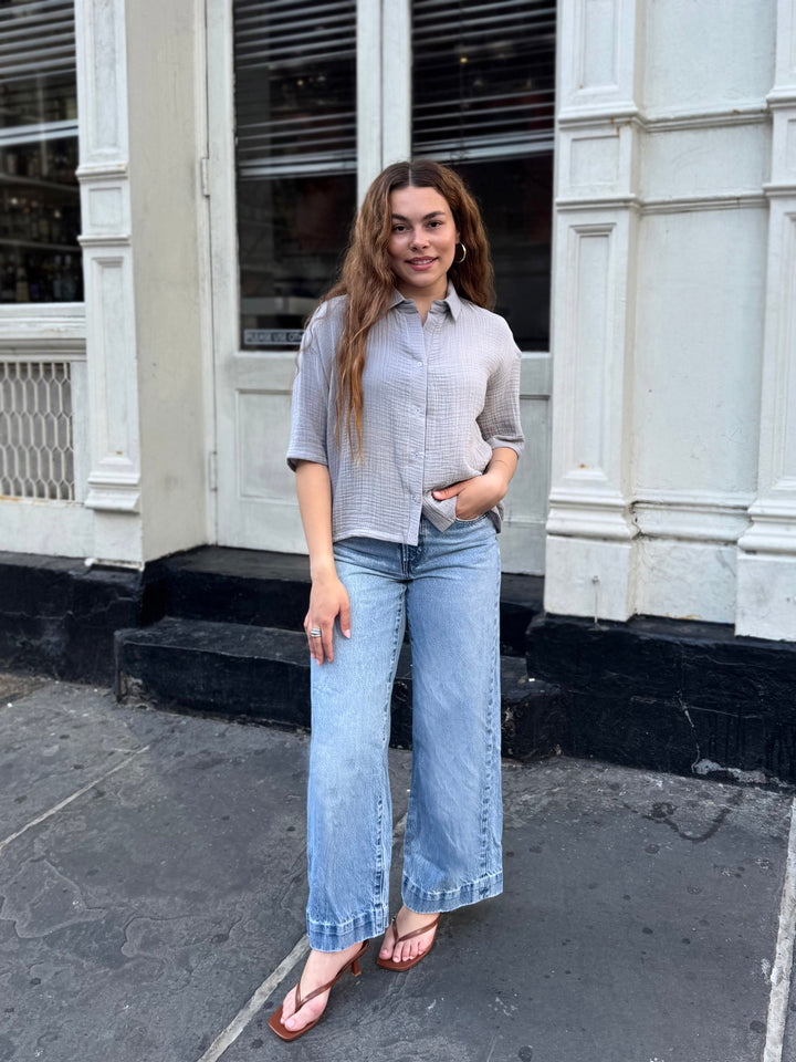 CARROLL gauze boxy shirt in Cloud Grey