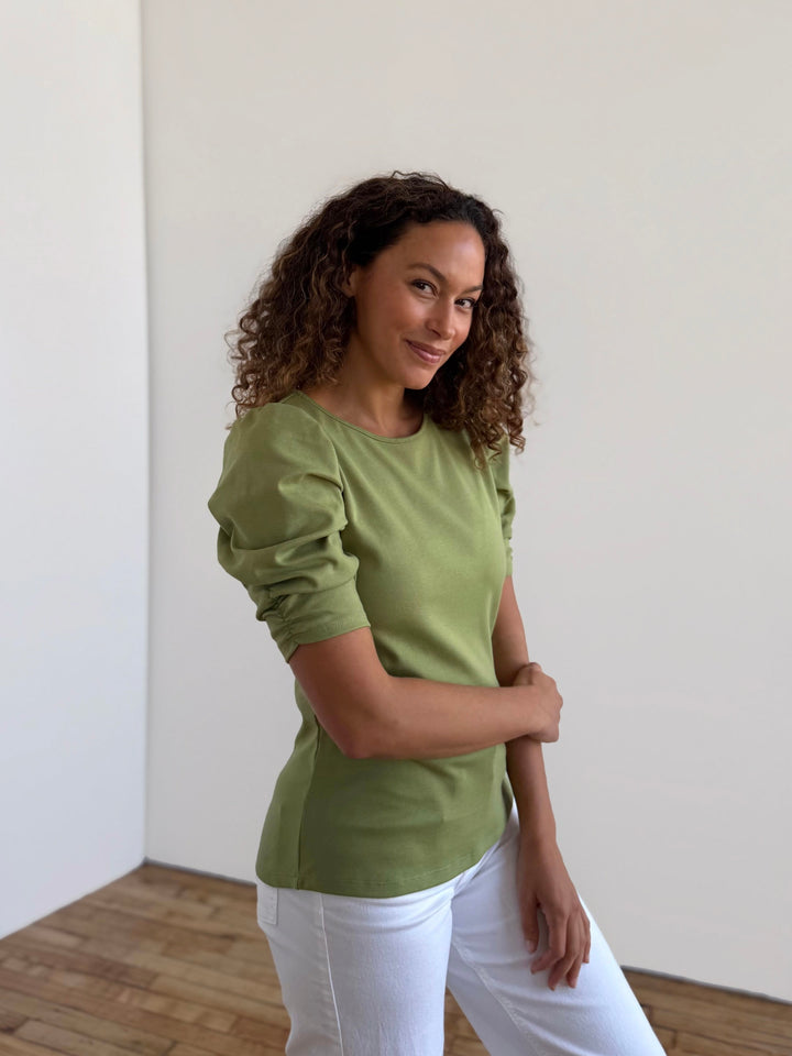 CORALIE doubleknit top in Grass Green