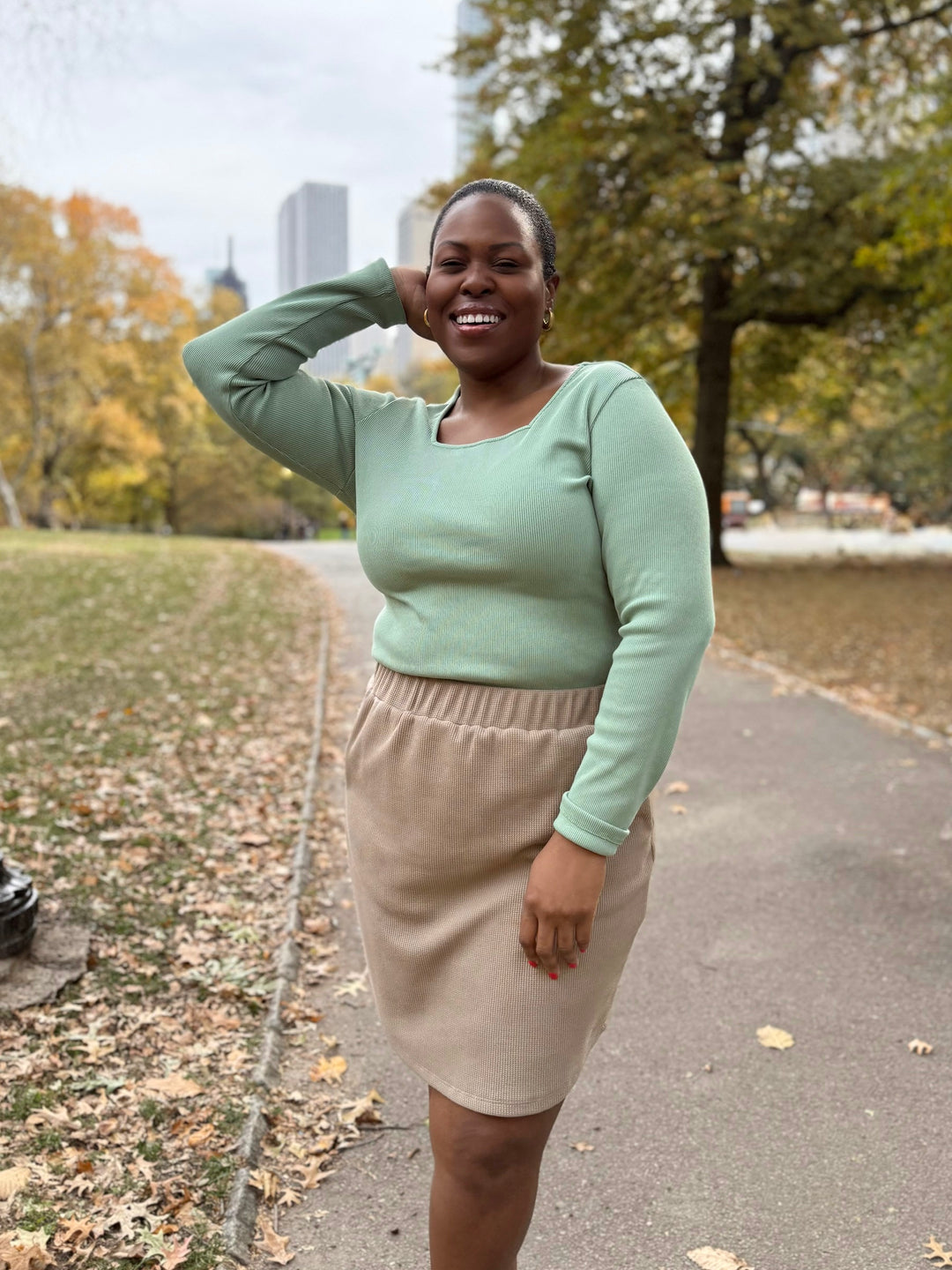 LOTUS waffle knit skirt in Taupe Grey