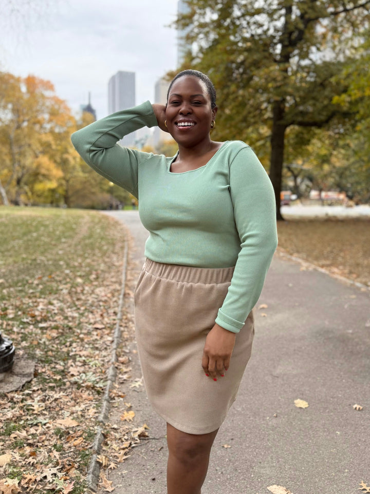 LOTUS waffle knit skirt in Taupe Grey