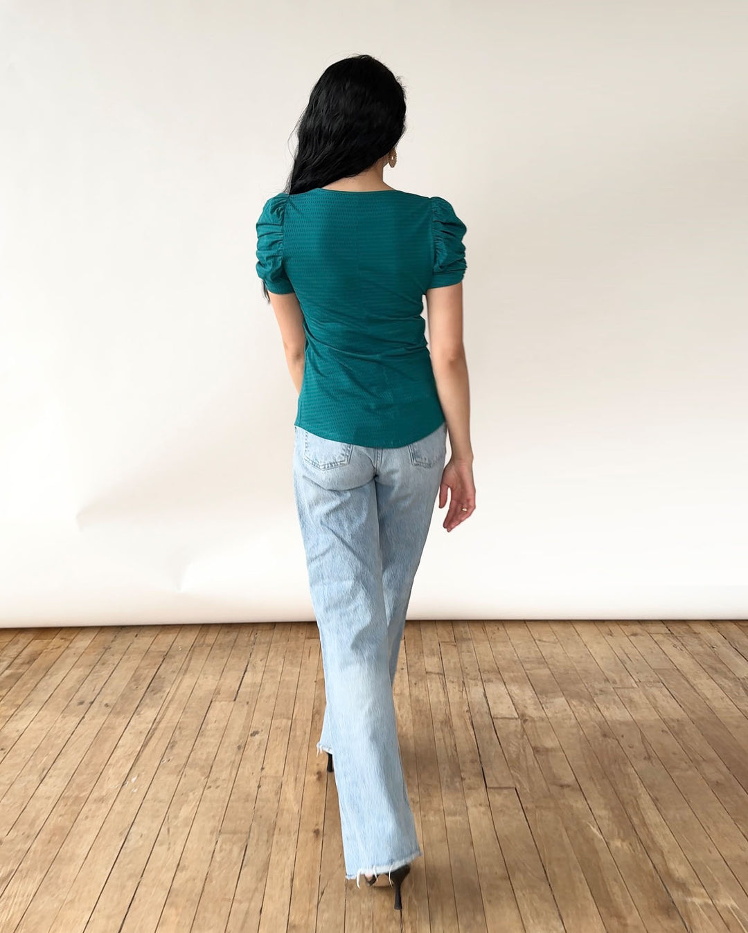 EMBER printed top in Teal/Navy