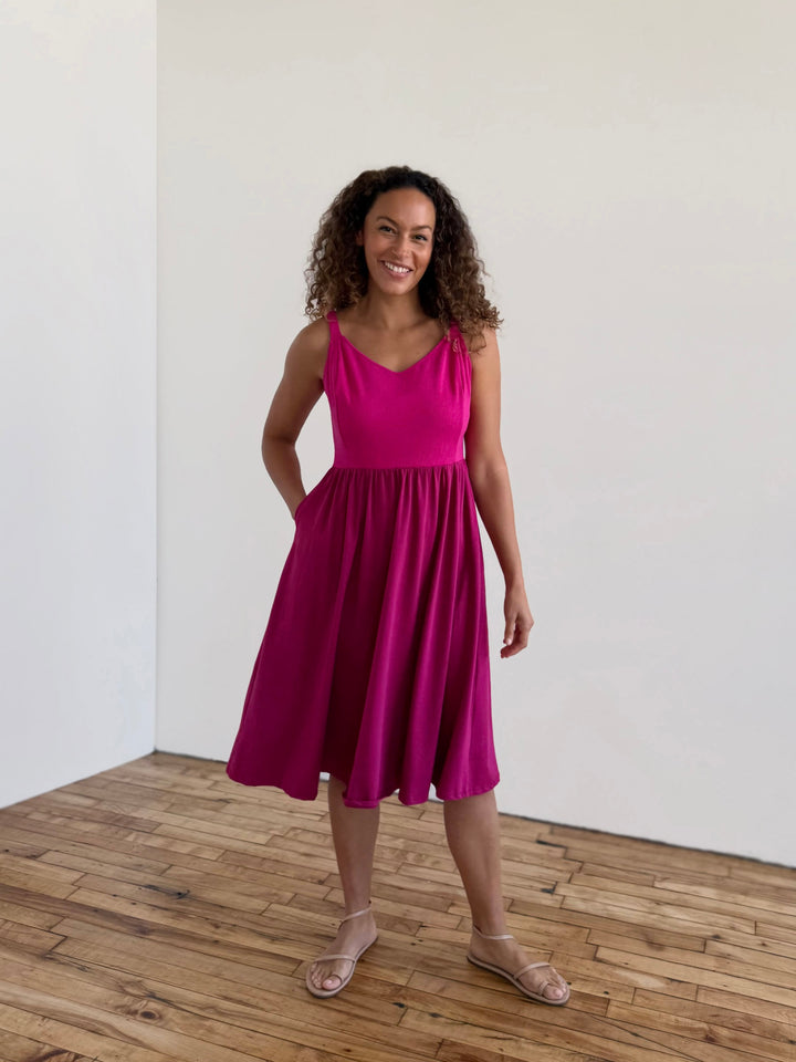 MARIBEL dress in Hot Pink/Garnet Pink