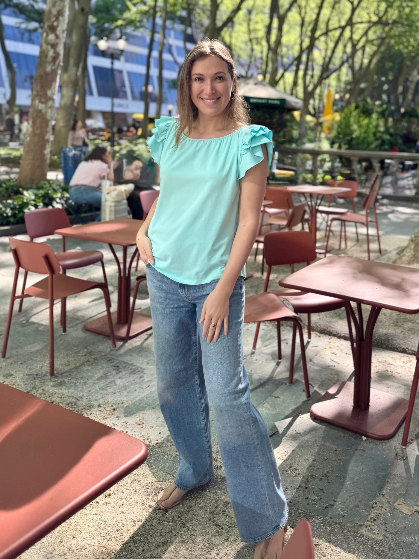 LILOU top in Crisp Aqua