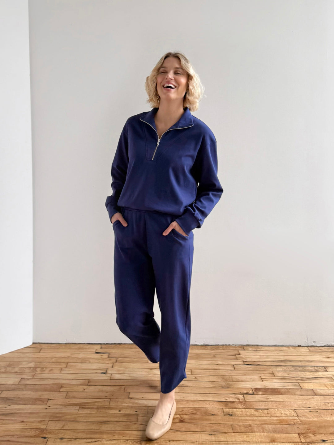 SOPHIA tulip hem pants in Bright Navy