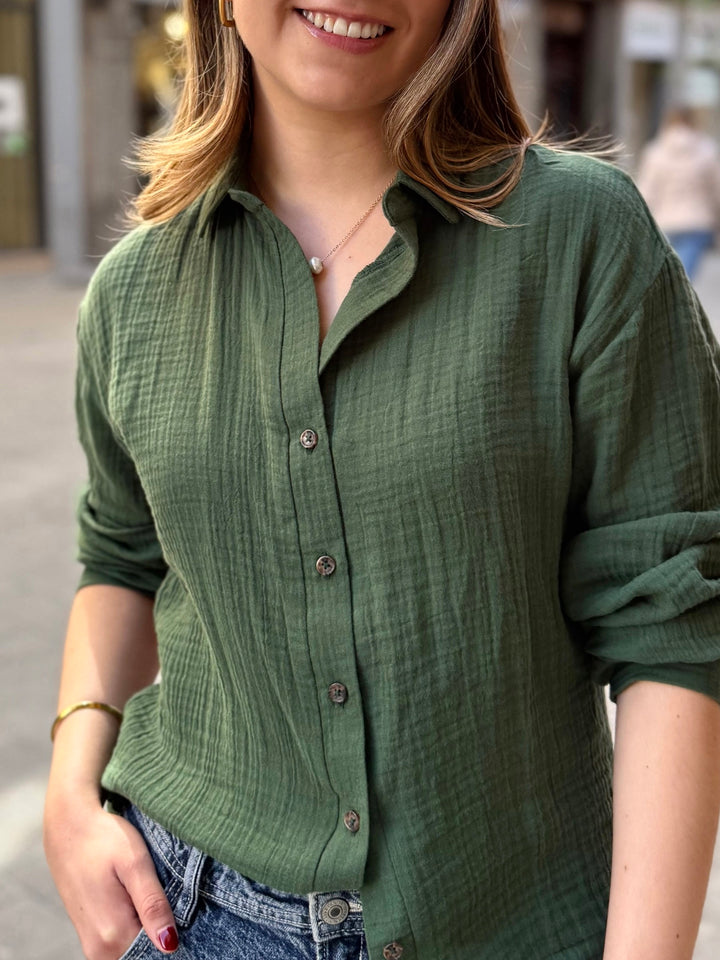 PRADO gauze top in Forest Green