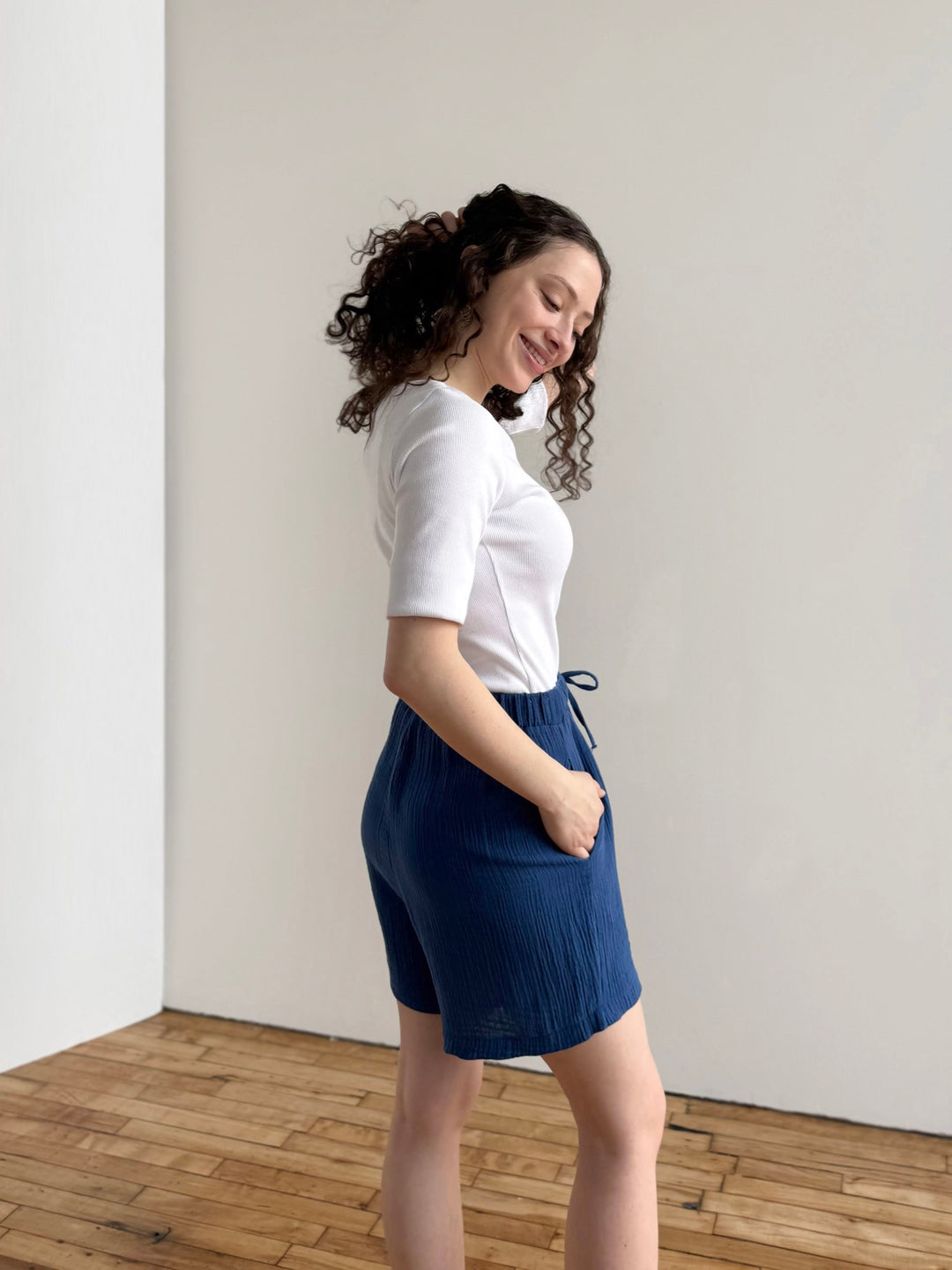 LEONOR rib-knit tee in White