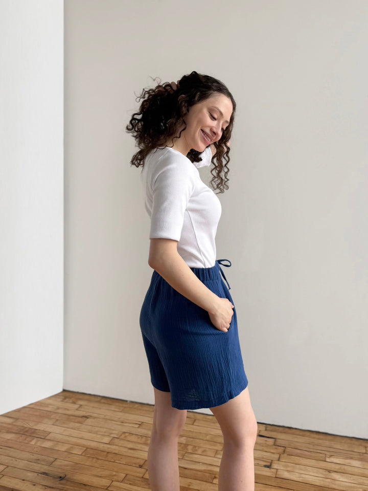 LEONOR rib-knit tee in White