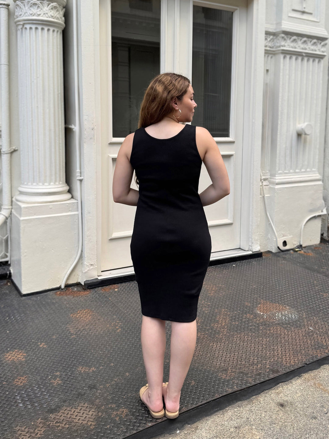 ROMY rib-knit dress in Black