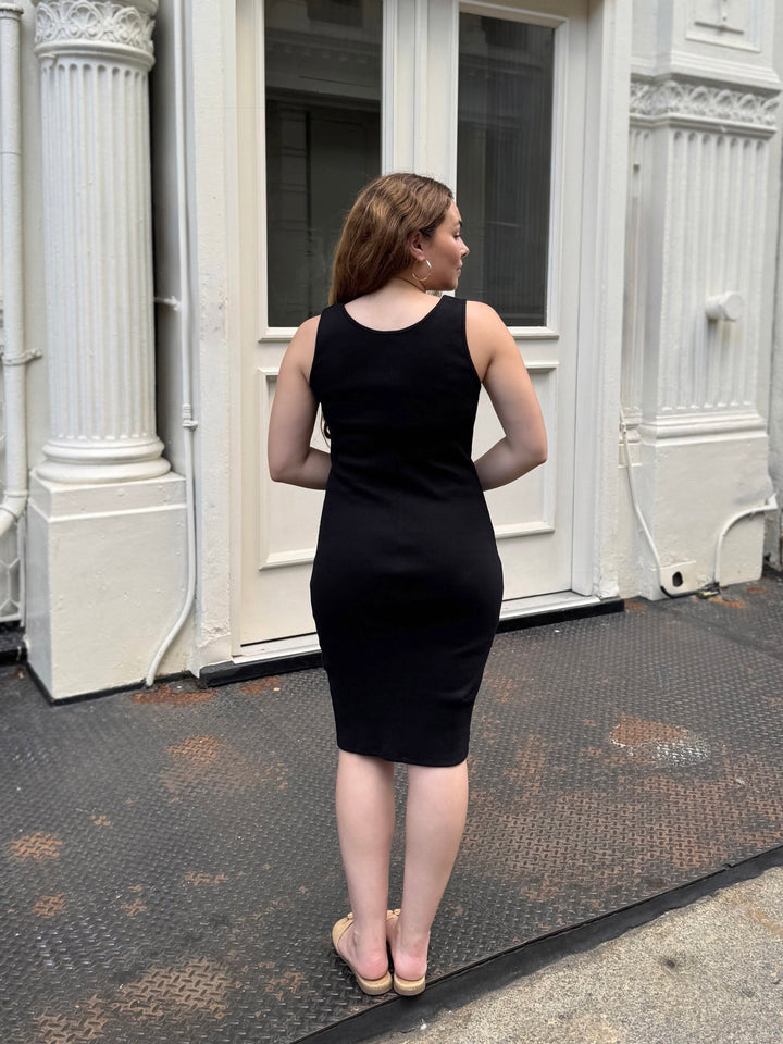 ROMY rib-knit dress in Black