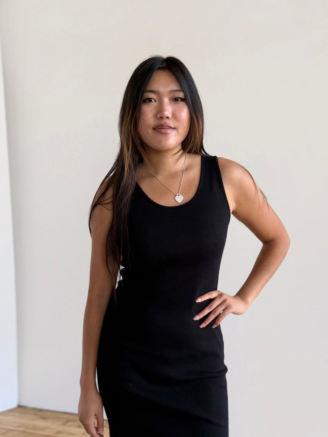 ROMY rib-knit dress in Black