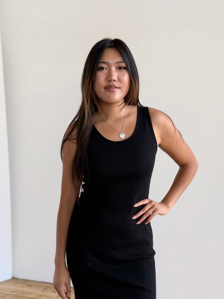 ROMY rib-knit dress in Black