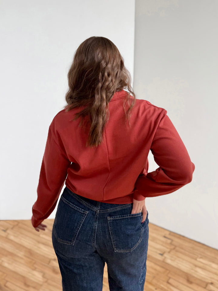 ASHER zip pullover in Red Amber