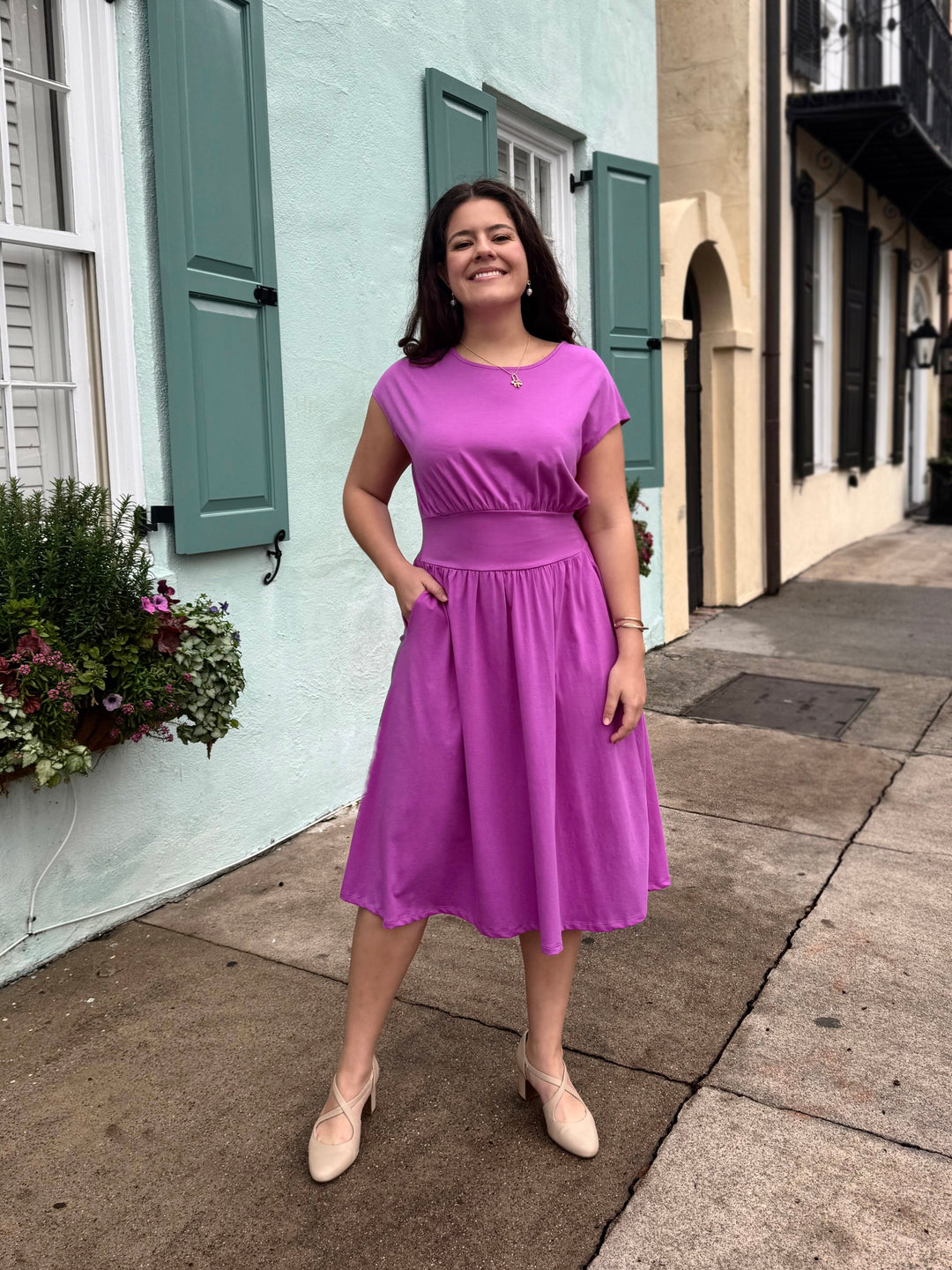 CATHERINE dress in Magenta Bloom Elegantees CATHERINE dress in Magenta Bloom Elegantees