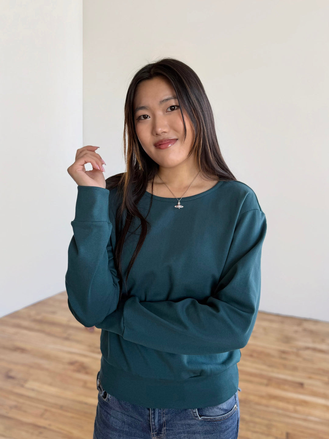 PERCY heavy knit top in Deep Sea