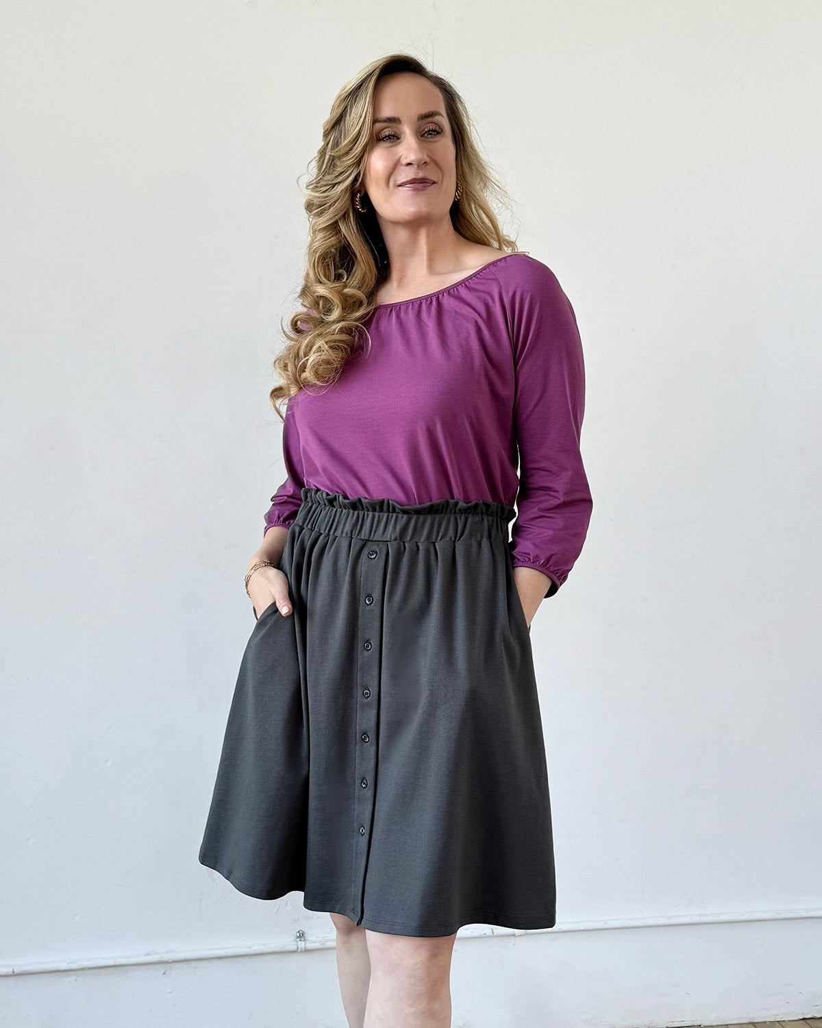 LUCINDA doubleknit skirt in Charcoal Blue