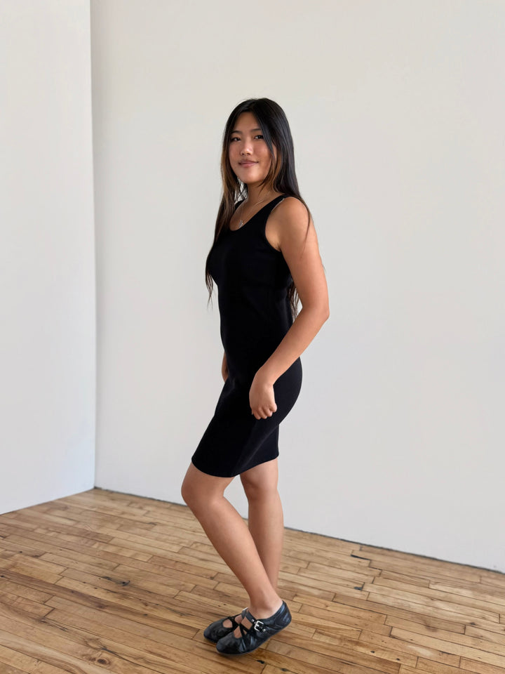 ROMY rib-knit dress in Black