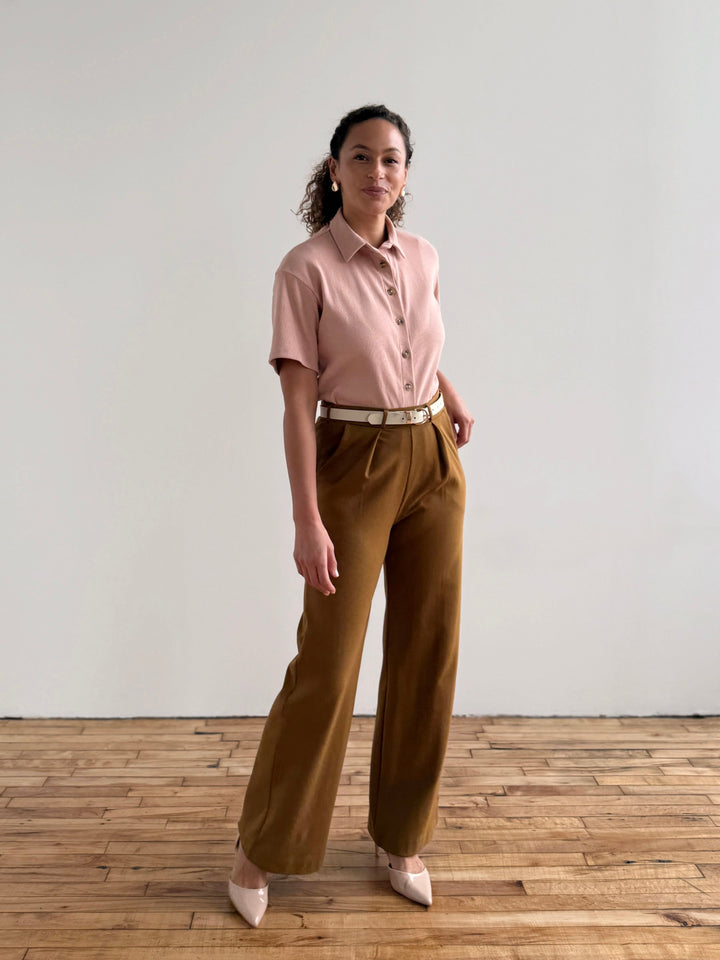 LONDON heavy knit pants in Warm Sienna