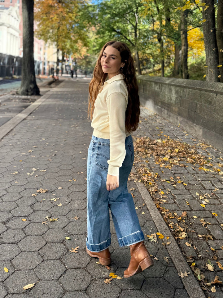 SEDONA waffle knit top in Almond Milk