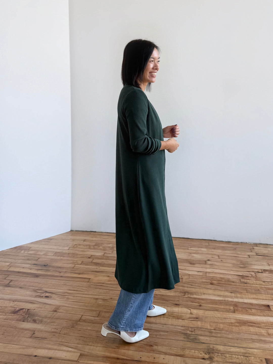 ELENA rib-knit dress in Dark Jade