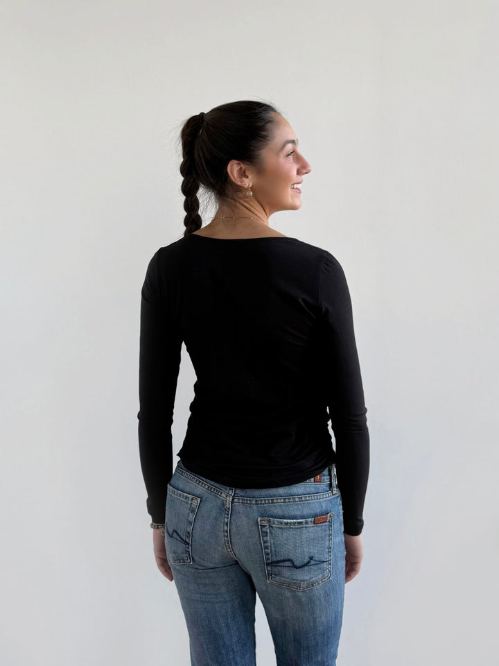 NURY ruched tee in Black