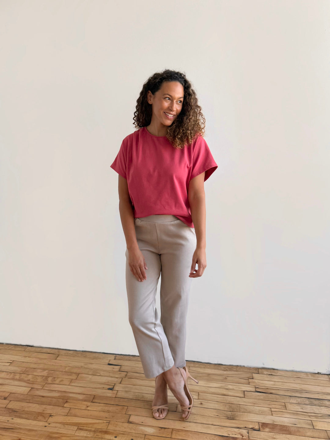 JEANINE heavy-knit top in Soft Hibiscus