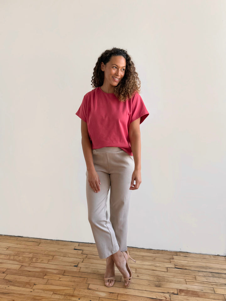 JEANINE heavy-knit top in Soft Hibiscus