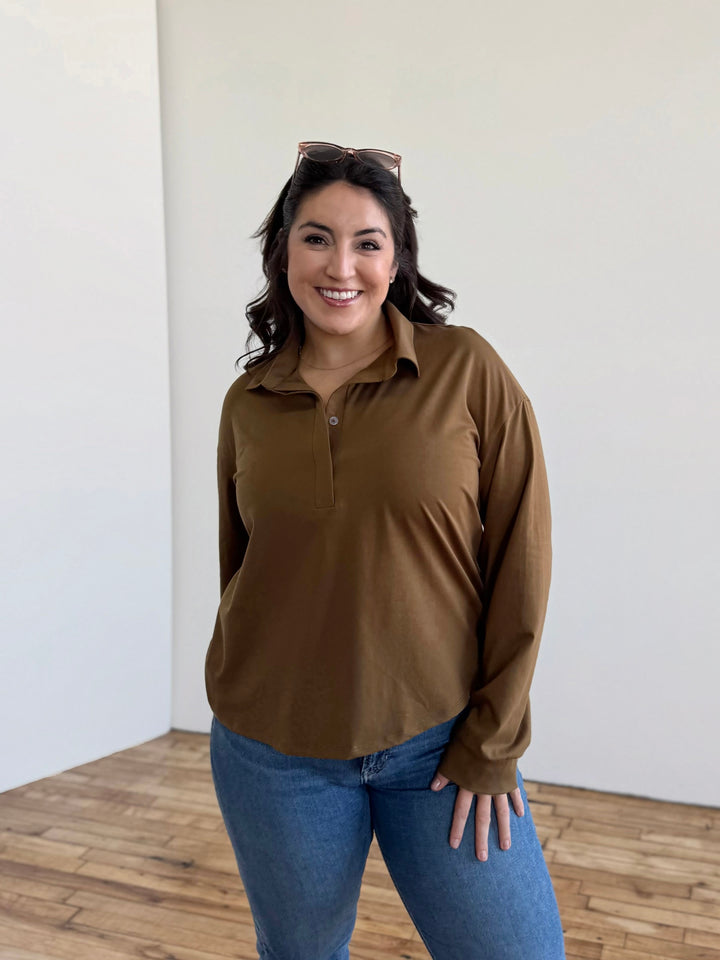 MICAH jersey top in Kona Brown