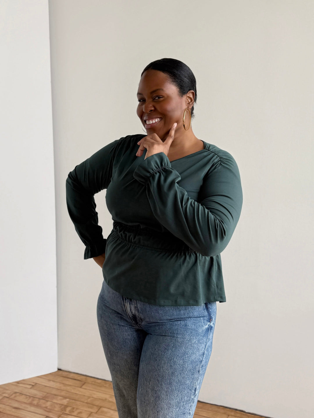 IRINA jersey top in Deep Pine