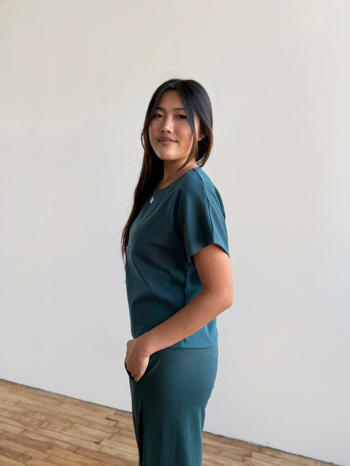 JEANINE heavy-knit top in Deep Sea
