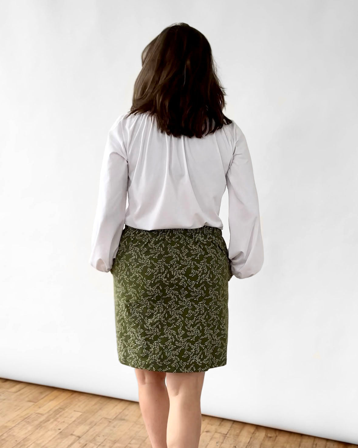 ELISE printed skirt in Olive/Ivory