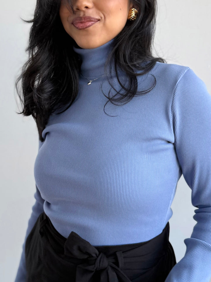 MILANE rib-knit top in Bluebell
