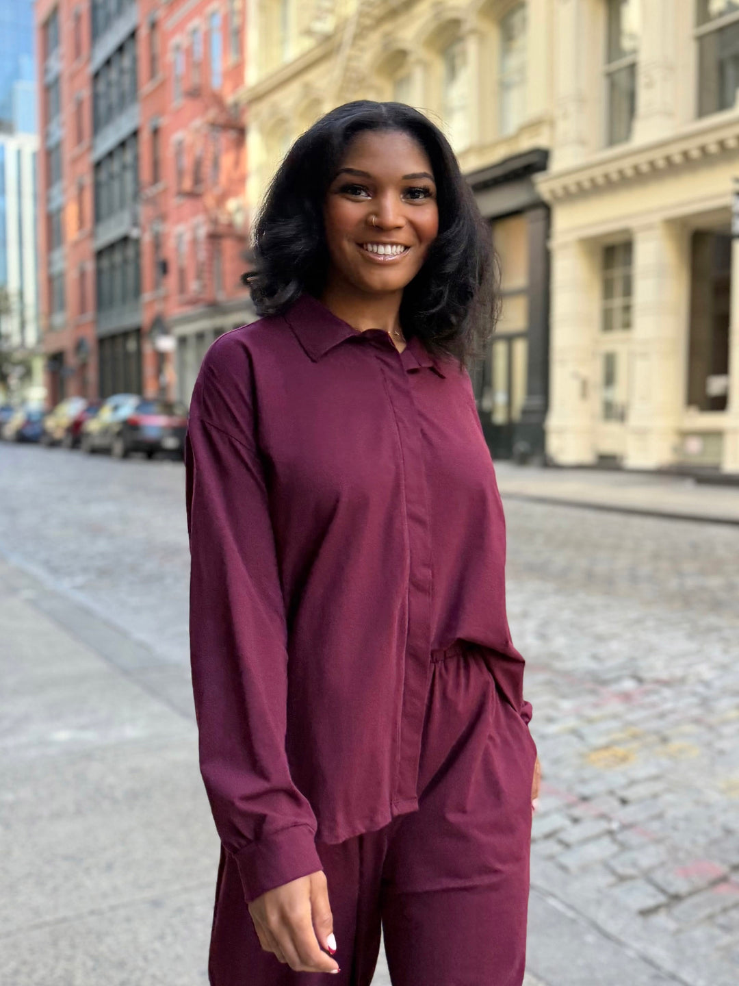 LINDSEY blouse in Merlot