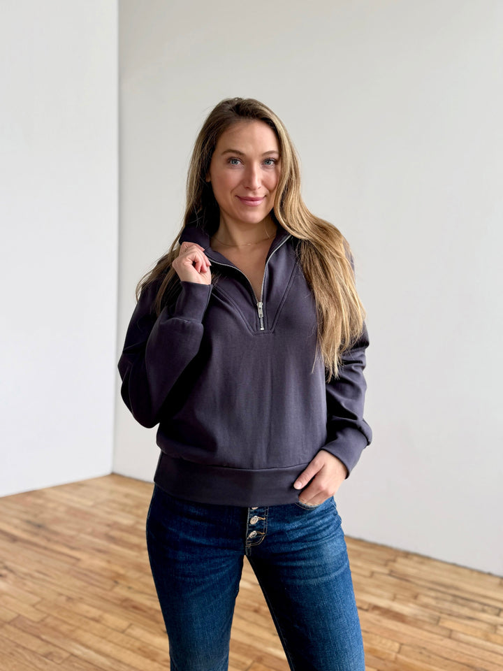 ASHER zip pullover in Gunmetal