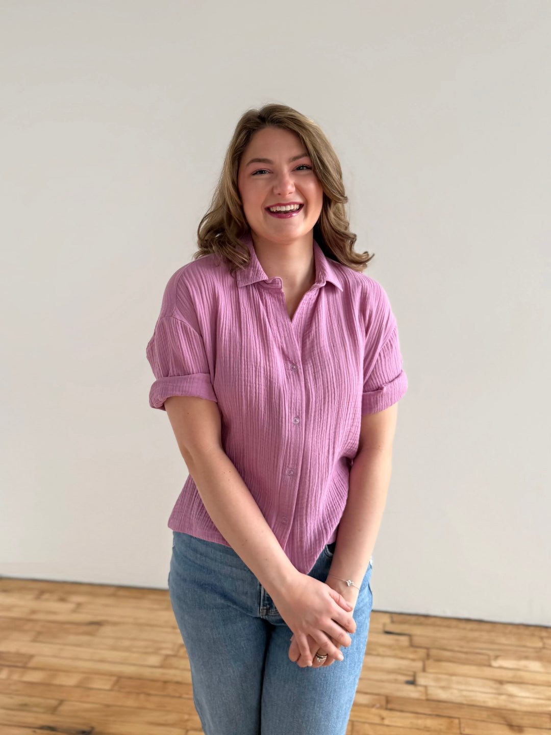 CARROLL gauze boxy shirt in Soft Orchid