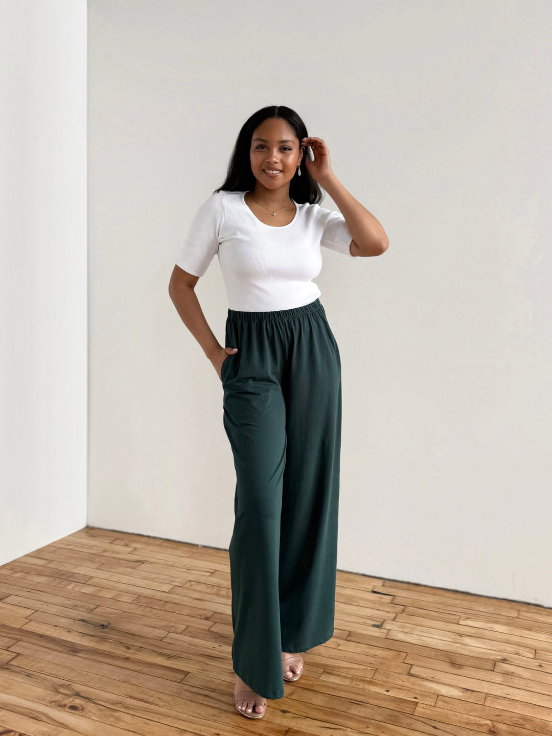 LEONOR rib-knit tee in White