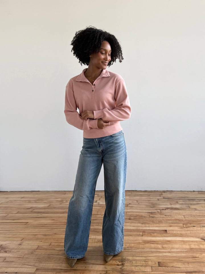 CHOE waffle knit top in Earthy Rose