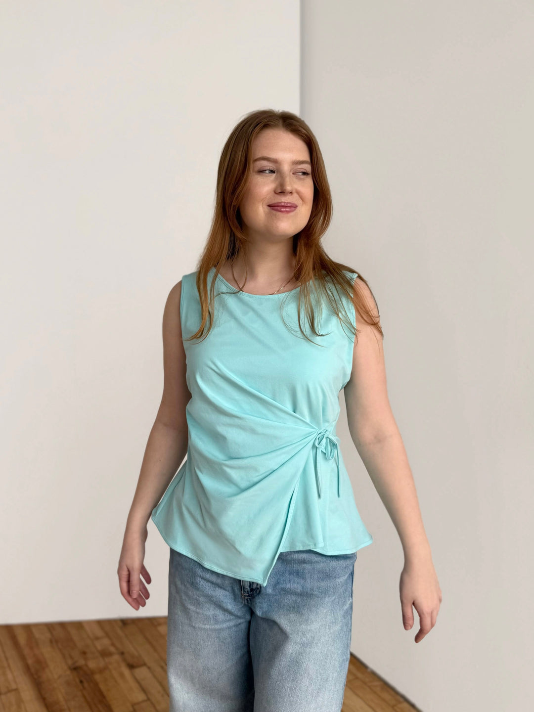 REINA top in Crisp Aqua
