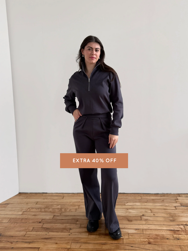 LONDON heavy knit pants in Gunmetal