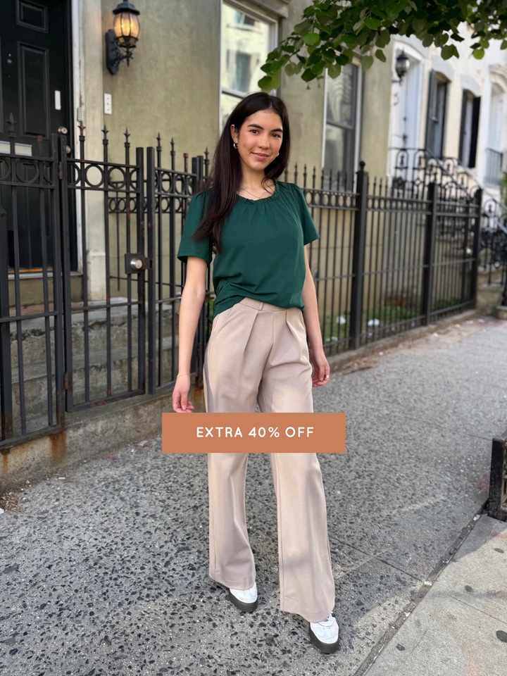 LONDON heavy knit pants in Desert Sand
