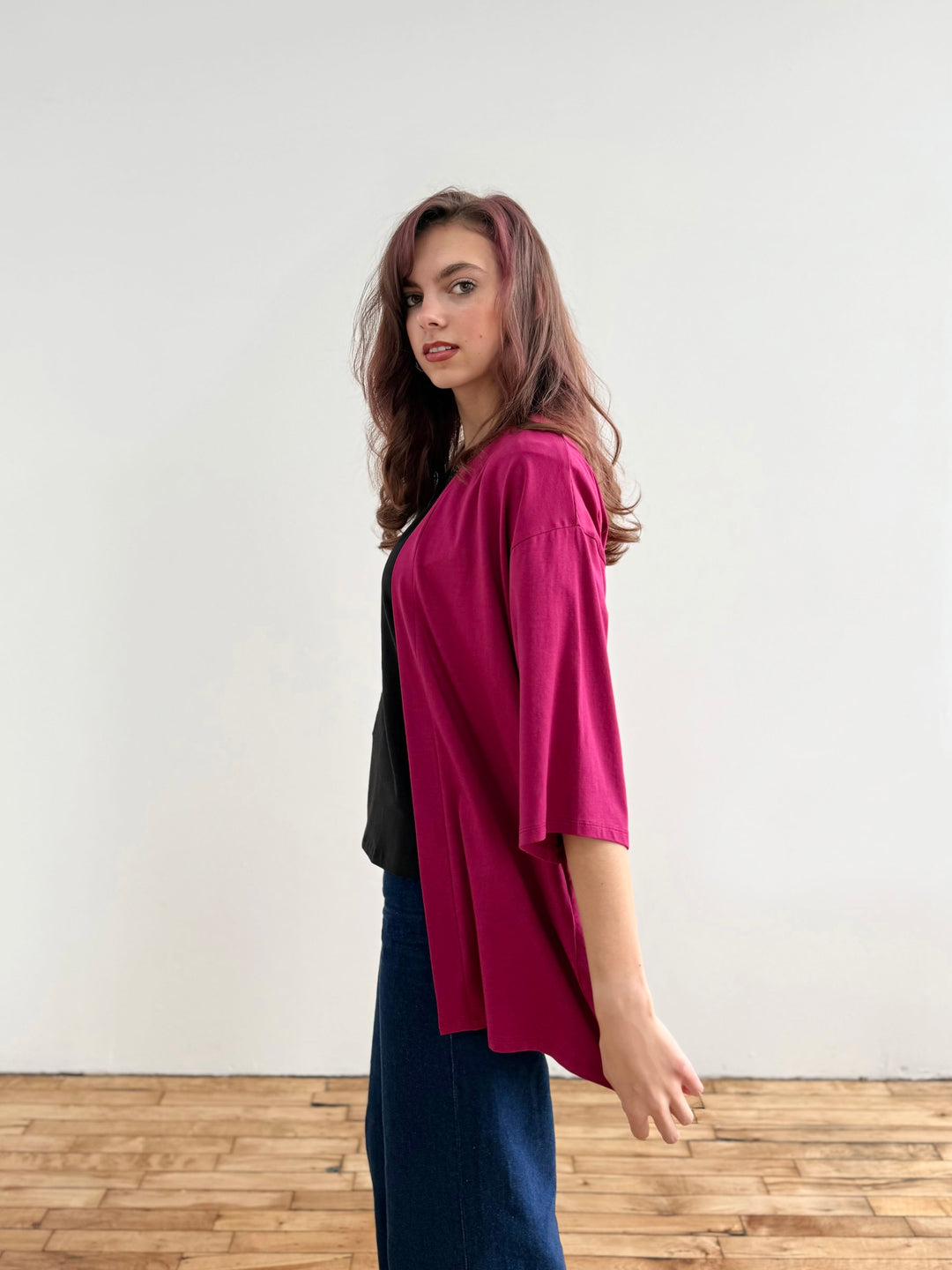 EVANA cardigan in Garnet Pink