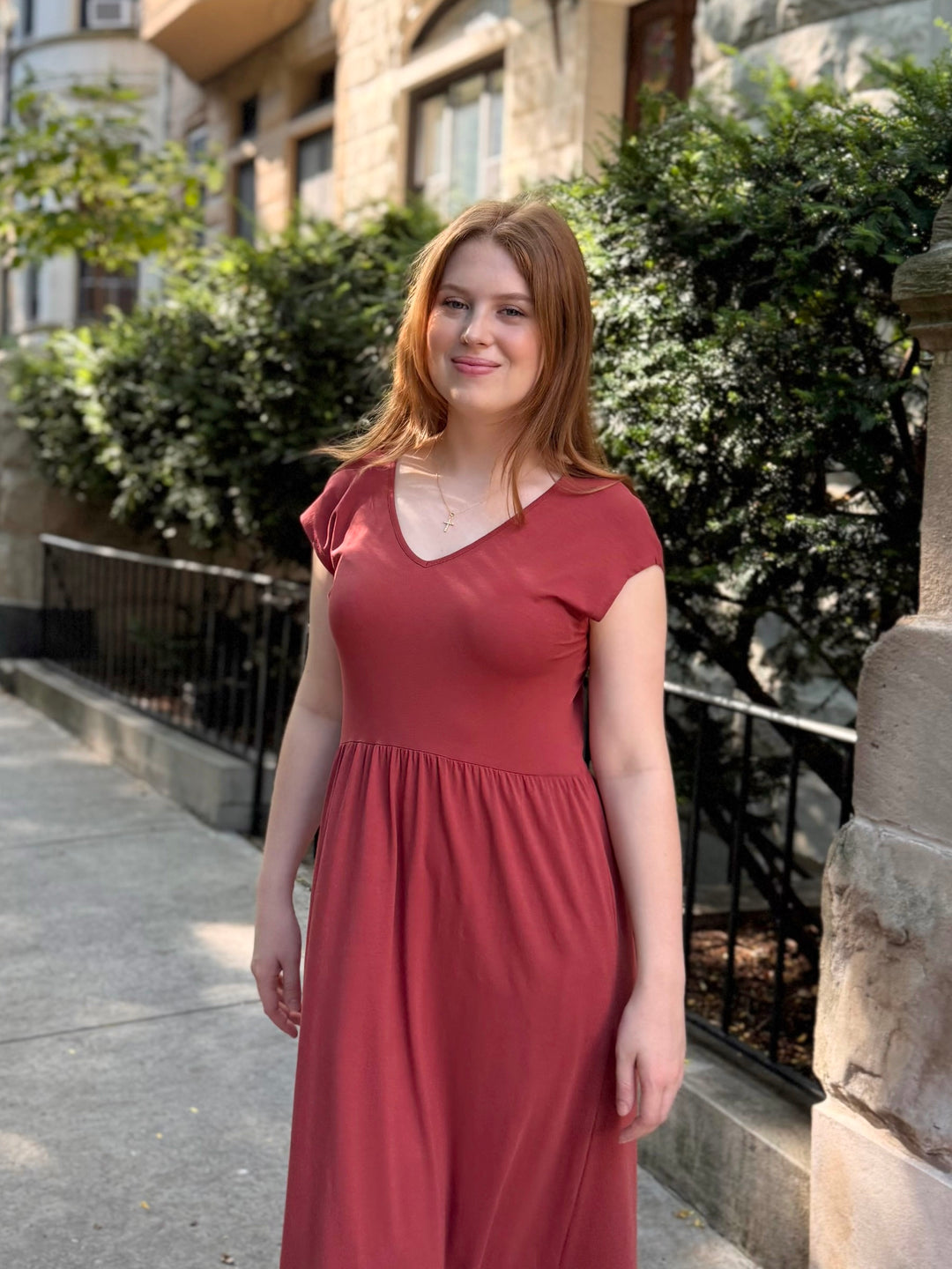 DINAH dress in Earthy Red